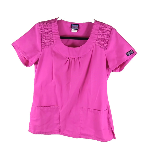 Vintage Cherokee Workwear Women's Scrub Top Size Small Pink Round Neck... - Picture 5 of 5